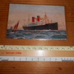 Cunard Line:  Ascania 2 funnel Advert postcard