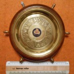 Cunard Line: QE2 wood and Brass Ships Wheel/Compass Ashtray.