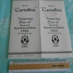 Cunard Line: RMS Carinthia Temp Tourist Plan 1964