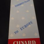 Cunard Line:  Tourist Class to Europe fold out