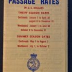 Cunard Line: 1963 Passage Rates