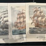 Home Lines: 3 sailing ship menus from SS Atlantic 1954/