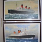 Cunard line: Queen Mary and QE matching Framed prints.