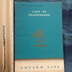 Cunard: Queen Mary Tourist Class Passenger list 10/23/51